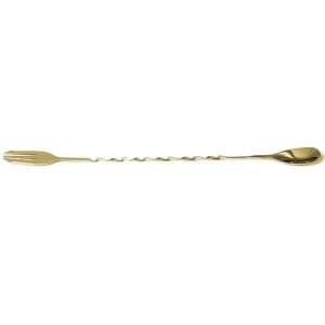 BURGULU ÇATALLI BAR KAŞIK ALTIN 33 CM