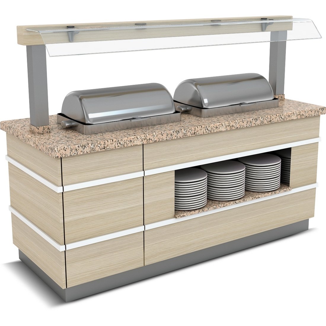 GALATA SICAK SERVİS ÜNİTESİ NEFESLİKLİ 2X1/1 GN CHAFİNG DİSH1800*900*900/1550