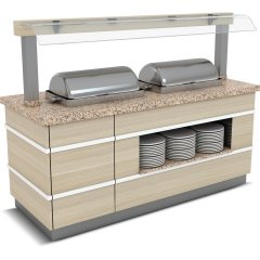 GALATA SICAK SERVİS ÜNİTESİ NEFESLİKLİ 2X1/1 GN CHAFİNG DİSH1800*900*900/1550
