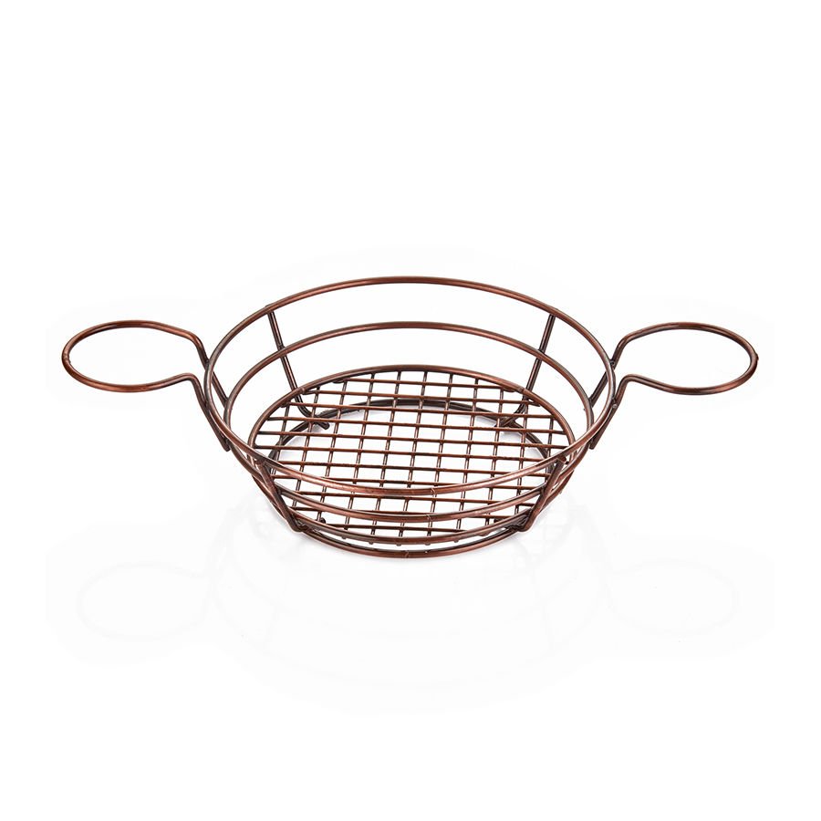 YUVARLAK SUNUM SEPETİ KÜÇÜK 17*6CM - RUSTİK BAKIR