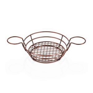 YUVARLAK SUNUM SEPETİ KÜÇÜK 17*6CM - RUSTİK BAKIR