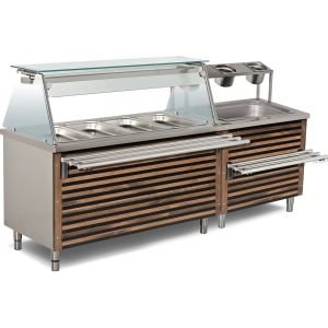 SICAK SERVİS ÜNİTESİ ÜST RAFLI SÜRGÜ STANDLI 1800X730X850/1350 (4 SICAK+1 NÖTR)